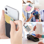 SS Card Holder for Phone Case, Phone Wallet Stick on Adhesive Silicone Cell Phone Pouch Suitable for iPhone Samsung Galaxy Any Smartphone 3 Pack