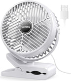GEHEN Small Clip on Fan, 3-Speed Fan with Strong Airflow, USB-Powered Clip & Desk Fan with Sturdy Clamp, Ultra Quiet for Office Dorm Bedroom Stroller