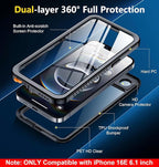 SPIDERCASE for iPhone 16e Case Waterproof,Built-in Screen & Camera Lens Protector[IP68 Underwater] Full Body Protection Phone Case for iPhone 16e 6.1'', Black/Clear