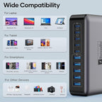 10 Ports USB C Charger Block, 450W USB Charging Station for Multiple Devices, 5 Type C + 5 USB A GaN PD Charger Hub, Compact Power Brick Super Fast Charging for MacBook, Ipad, iPhone, Samsung