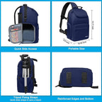 MOSISO Camera Sling Bag, DSLR/SLR/Mirrorless Camera Case Crossbody Photography Backpack with Tripod Holder&Removable Modular Inserts&PU Handle Compatible with Canon/Nikon/Sony, Navy Blue