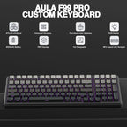 AULA F99 Pro Wireless Mechanical Keyboard,Hot Swappable Custom Keyboard,RGB Backlit,Pre-lubed Linear Switches,Side Printed PBT Keycaps,2.4GHz/USB-C/BT5.0 Mechanical Gaming Keyboards