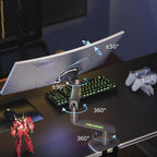 Gaming Monitor Arm for Flat/Ultrawide/Curved Monitors 32 to 60 inch, Heavy Duty Monitor Stand Load up to 20 kg, VESA 75/100 mm Mount (Grey Black)