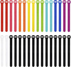 Self-Gripping Cable Ties by Wrap-It Storage, Multi-Color, 8 Inch Straps (30-pack) – Reusable Hook and Loop Cord Organizer Cable Ties for Cord Management and Desk or Office Organization