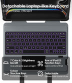 Nillkin Carry Go Keyboard Case for iPad Pro 13 inch (M4) 2024 with Handle, Rugged Case with Detachable Keyboard for iPad Pro 13, Magic Trackpad, 7 Colors Backlit, Camera Cover, Black