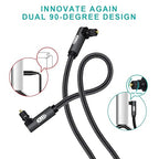 EMK 【Upgraded】 Double 90 Degree Optical Audio Cable Free-Rotating Toslink Plug Nylon Braided S/PDIF Digital Right Angle Optical Male to Male Cable for Home Theater,Sound Bar,TV(10ft/3m)