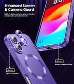 Magnetic for iPhone 16 Plus Case [Compatible with MagSafe][Built-in Camera Lens Protector] Slim Soft Silicone Bumper Shockproof Metallic Luster Phone Case (Purple)