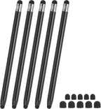 PATIKIL 5 Pcs Stylus Pens for Touch Screens, 2 in 1 High Sensitivity Universal Pen Capacitive Stylus for Phone Tablets Laptop Touch Screen Devices, Black