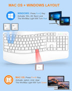EDJO Ergonomic Wireless Keyboard for Large Hands, with Wrist Rest, Wave Keys, 2.4GHz Full Size Ergo Cordless USB Computer Keyboard, Comfortable Natural Typing, for Laptop, Mac, Windows (White)