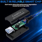USB 3.0 Active Extension Cable 100 Feet, Long USB Type-A Male to Female Extender Cord, Built-in 3 Signal Booster Smart Chips, 5Gbps Transfer, Black USB Extension Cable with an AC Power Adapter (5V 2A)