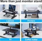 Monitor Stand Riser for Desk,360°Rotation Freely Height Adjustable by Knob,4.4-5.8 Inches,Ergonomic Monitor Stand Mount, Desktop Monitor Stand Riser for Computer,Laptop,Printer,Tv,Black