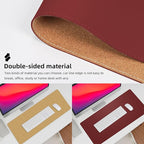 Desk Mat 31.5" x 17" Leather Desk Pad Protector with Natural Cork & PU Leather, Non-Slip Office Desk Mat, Double-Sided Large Mouse Pad, Waterproof Desk Pad for Office&Home (red)