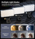 Selfie Light, 96 LED Phone Light with Metal Hotshoe & Clip, 1500mAh Rechargeable 360° Full Color 21 Scenes RGB Video Light for Phones, iPhone, Laptops, Cameras, Selfie, Video Conference, TikTok