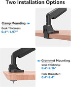 MOUNTUP Single Monitor Mount fits 22''-43'' Ultrawide Screen, Holds 6.6-33lbs, Computer Monitor Arm Desk Mount, Heavy Duty Gas Spring Monitor Stand for Flat/Curved Screen, with C-clamp/Grommet Base
