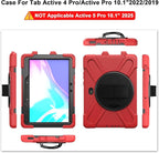 rantice Compatible with Samsung Galaxy TAB Active PRO 10.1 inch/Tab Active4 PRO Case, Heavy Duty Rugged Shockproof Drop Protection Case, Hand Strap&Shoulder Strap for SM-T540/T547/T630/T638 (Red)