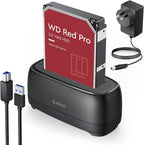 ORICO External Hard Drive Docking Station for 2.5/3.5 Inch HDD SSD USB 3.0 to SATA Hard Drive Dock Up to 22TB Support UASP 12V Power Adapter Supply-DD18