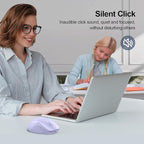 TECKNET Wireless Mouse (2.4G & BT5.0/3.0) Silent 4800 DPI Computer USB A & Bluetooth Mouse 6 Buttons, Wide Compatibility - Lavender