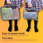 holay 4 Packs PVC Zippered Blocks Set, Toy, Clay, Board game Storage Organizer Case (Name Tag, Manual Pocket) (Gray, Large)
