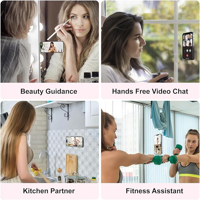 2PCS Silicone Suction Phone Case Mount,Non Slip Suction Cup Phone Mount,Hands-Free Phone Accessories Holder for Selfies and Videos,Silicon Adhesive Phone Stand Sticky for Cell Phone Rose red