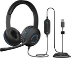 Cyber Acoustics USB Stereo Headset (AC-5008-10) – Durable, Crisp, and Clear Communication in Classrooms and at Home - 10 Pack