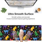 Colorful Cats and Butterflies Desk Mat,Large Watercolor Kittens Butterfly Gaming Keyboard Mouse Pad,Non-Slip Rubber Base Desk Pad Thick Stitched Edges Waterproof Mousepad Mouse Mat 31.5"x11.8"