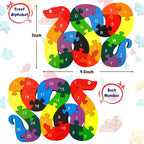 LovesTown Montessori Wooden Alphabet Puzzle for Toddlers, Snake ABC Learning Toys for Kids, Educational Preschool Jigsaw Puzzle for Early Childhood Development, Ideal Gift for Boys and Girls