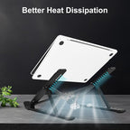 Ergonomic and Foldable Laptop Stand for Desk, Adjustable Riser, Fits All Laptops and Notebooks up to 17,Ultra-Thin,Ventilated Cooling,ABS+Silicone,Black.