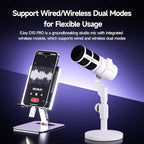 EJoy D10 PRO(D) Wireless USB Gaming Microphone – RGB Dynamic Mic with Wired/Wireless Modes, XLR/USB-C, Real-Time Monitoring, 45H Battery, Studio Mic for Gaming, Streaming, Podcast, Recording (White)