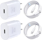 Phone 15 16 Charger, 30W Super Fast Charging, USB C Block Type C Cable Cord 6.6ft for iPhone iPhone 16,16 Plus,16 Pro,16 Pro Max, iPhone15, iPad Pro 12.9/11, Samsung Galaxy S24,S23-2Pack