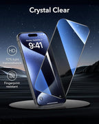 ESR 3 Pack 9H+ Glass for iPhone 15 Pro Max Privacy Screen Protector, [Military Grade Shatterproof & Longest Durable] Armorite Anti-spy Tempered Glass with UltraFit Tray