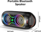 Portable Bluetooth Speaker with 120dB Loud Sound, Dynamic LED Lights, 5 RGB Modes, Bluetooth 5.3, USB/TF/AUX/FM/Mic Input/TWS, Built-in Handle, Party Speaker for Home, Outdoor, Party, Camping (RGB)