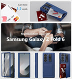 Vihibii for Samsung Galaxy Z Fold 6 Case Wallet with Card Holder & Slide Camera Lens Cover & Screen Protector & Hinge Protection, Durable Rugged Protective Phone Case for Galaxy Z Fold 6 2024, Blue