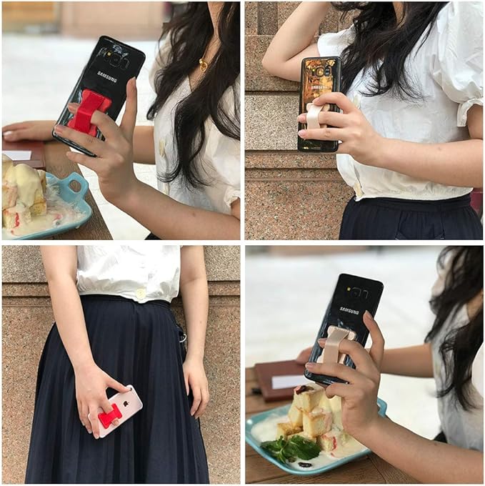 Universal Phone Grip for Smartphones - Phone Holder for Hand - Wireless Charging Compatible (Red) - 2Pack