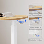 FLEXISPOT Adjustable C Table with Wheels, Mobile Snack Side End Table Sofa Couch Bedside Table Laptop Cart TV Tray Night Stand Small Space Side Table(23.6" W x 13.8" D,Maple)