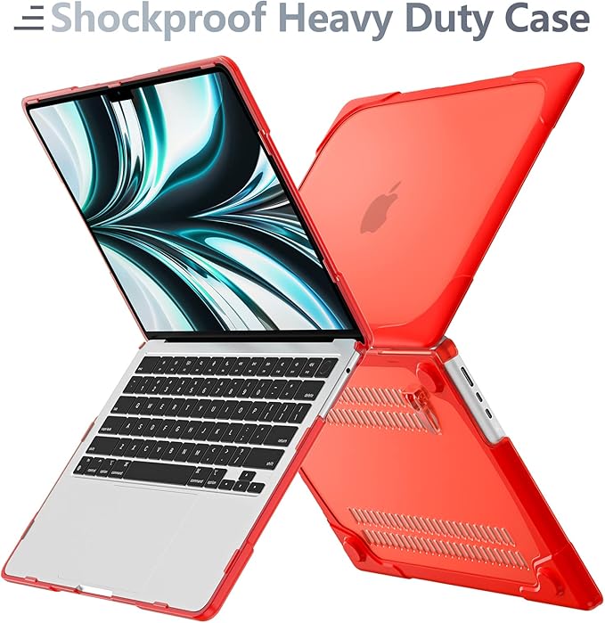 Batianda for New MacBook Air 13.6 inch Case 2025 M4 2024 2022 Release Model A3240 A2681(M2) A3113(M3), Heavy Duty Shockproof Protective Hard Shell with Fold Kickstand & Keyboard Cover, Red