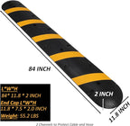 Heavy Duty Speed Bumps for Driveway, 84" Rubber Speed Bumps, 1 Pack 2 Channel Modular Traffic Speed Bump Hump Cable Protector Ramps for Asphalt Concrete Gravel Driveway Road with 2 End Caps, 6 Spikes