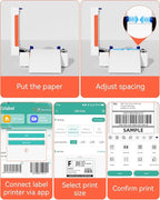 Bluetooth Thermal Label Printer, Wireless 4x6 Shipping Label Printer for Small Business & Shipping Package Compatible with Android, iOS, Windows & Mac, Used for Amazon, Ebay, Shopify, USPS Etc