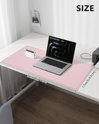 Leather Desk Pad Protector,Desk Mat,Large Mouse Pad, Non-Slip Desk Pad, Waterproof PU Leather Desk Blotter Mat, Desk Cover for Office and Home (Light Pink, 36" x 17")