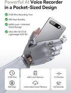AI Voice Recorder with App Control, Advanced AI Technology for Transcription & Summarization, 64GB Memory, Magnetic Case, Supports 50 Languages – Audio Recorder for Lectures, Meetings, Interviews
