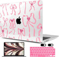 MEEgoodo Case for MacBook Air M4/M3/M2 13.6 inch 2025 2024 2022, Fit Model A3240 A3113 A2681, Compatible with MacBook Air 13 inch, Laptop Hard Shell Case with Keyboard Cover, Coquette Ribbon Bow