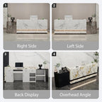 Front Desk Reception Counter - Lockable Storage & Keyboard Tray | Reception Desk with Counter, Customizable Large Counter Table (Black+White, 112'')