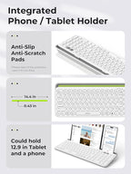 seenda Bluetooth Keyboard and Mouse for iPad, CTU-301 Multi-Device Bluetooth + 2.4G Wireless Keyboard Mouse with Tablet Holder for MacBook/Windows Computer, iOS/Andriod Tablet Phone, White