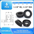 6 Pcs 1-1/2" Drill Hole, 1-1/8" ID Silicone Rubber Grommets for Wiring, Firewall Hole Plug, Top Hat Grommets for Vinyl Tubing in Hydroponic and Irrigation Systems Metal Wall Drywall