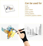 SPBMY Drawing Glove 2 Pack,Two-Finger Artist Glove for Drawing Tablet, Paper Sketching, iPad. Digital Art, Right Hand and Left Hand, Black S: 2.95x7.48 inches