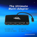OWC Thunderbolt mini Dock, Bus-Powered 5-Port Multi-Adapter with Dual 4K HDMI, Dual USB, Gigabit Ethernet, Integrated 7.2-inch TB Cable, for TB (USB-C) Equipped Mac and PC