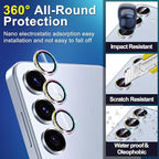 for Samsung Galaxy S25 Plus Camera Lens Protector, Individual Metal Ring Tempered Glass Lens Cover, [Strong Adsorption] Scratch Resistant Ultra-Thin HD Clear Lens Cover, 1 Set-Colorful Sparkly