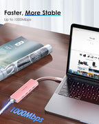 LENTION USB C Hub with 1000Mbps Ethernet Adapter, 4K HDMI, 3 USB 3.0 Port for 2024-2016 MacBook Pro 13/14/15/16, New Mac Air & Surface, Chromebook, More, Stable Driver Certified (CB-C25, Rose Gold)