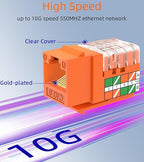 Rapink RJ45 Keystone Jack Cat6 10G Support, Keystone Jacks UTP 25 Pack for Wall Plate and Patch Panel, Rj45 Keystone 90 Degree Orange Color for Cat6, Cat5e, Cat5 Cabling