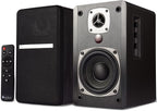 SINGING WOOD BT27 Active Powered Bluetooth Bookshelf Speakers for Studio Monitor TV Turntable Computer- 60 Watts RMS - Wood Grain Finish (Black)