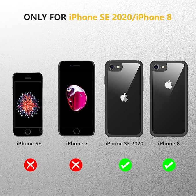 Miracase for iPhone SE Phone Case 3rd/2nd Generation 2022 2020 Full-Body with Built-in Glass Screen Protector, Heavy Duty 360° Protective Shockproof Bumper Cover for iPhone 8/SE 4.7 Inch, Black